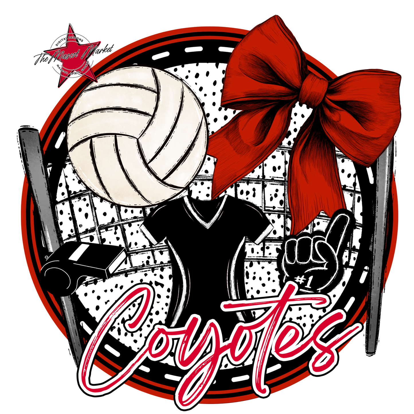 Coyotes Circle Volleyball Design-Red