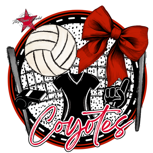 Coyotes Circle Volleyball Design-Red