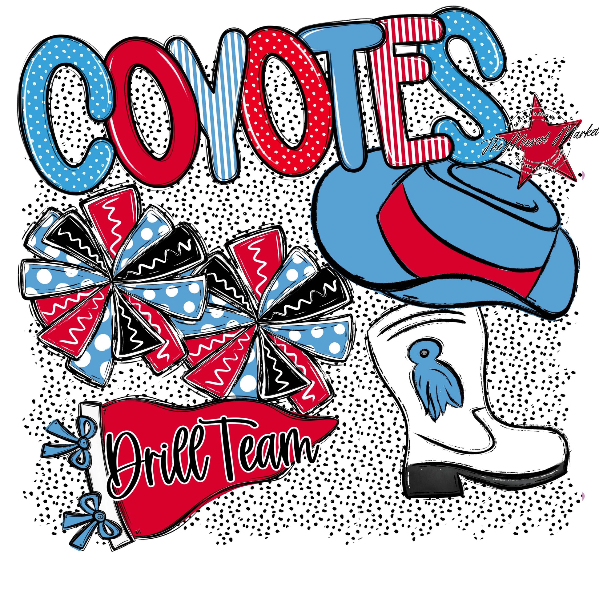 Coyotes Drillteam Spirit-Carolina Blue & Red