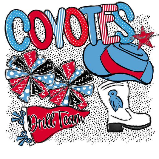 Coyotes Drillteam Spirit-Carolina Blue & Red