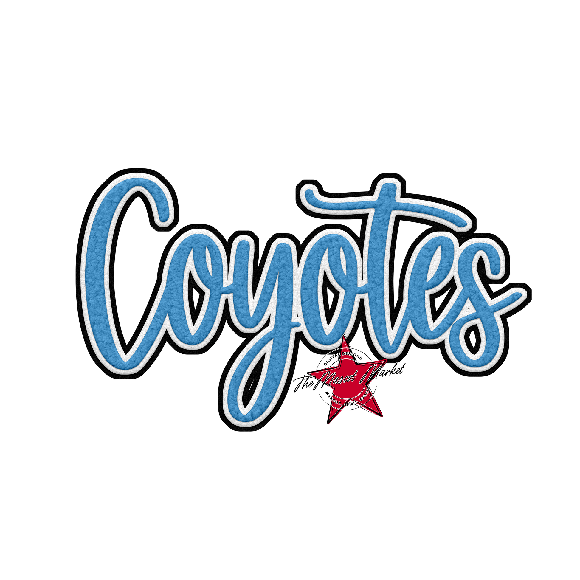 Coyotes Faux Chenille Patch-Carolina Blue