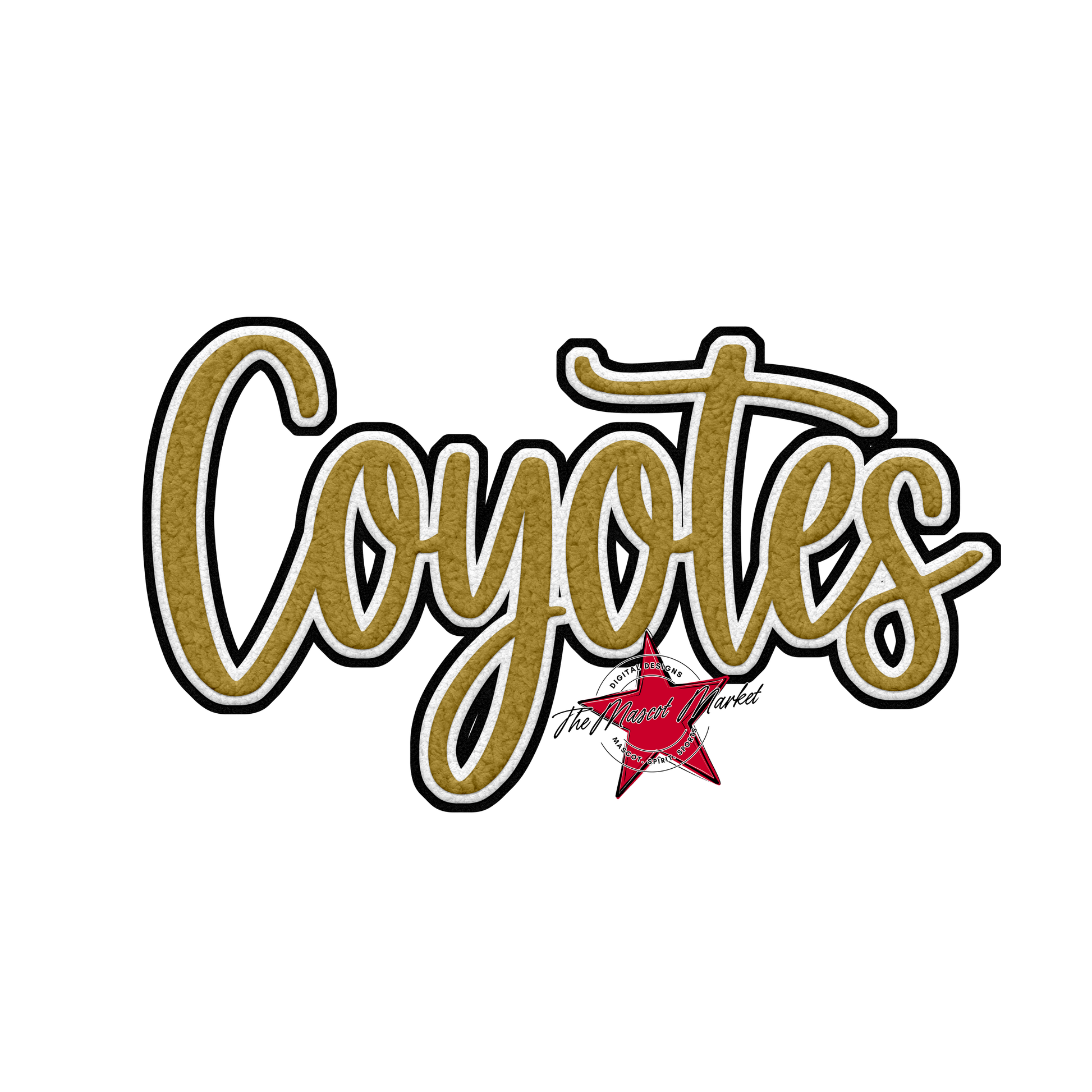 Coyotes Faux Chenille Patch-Gold