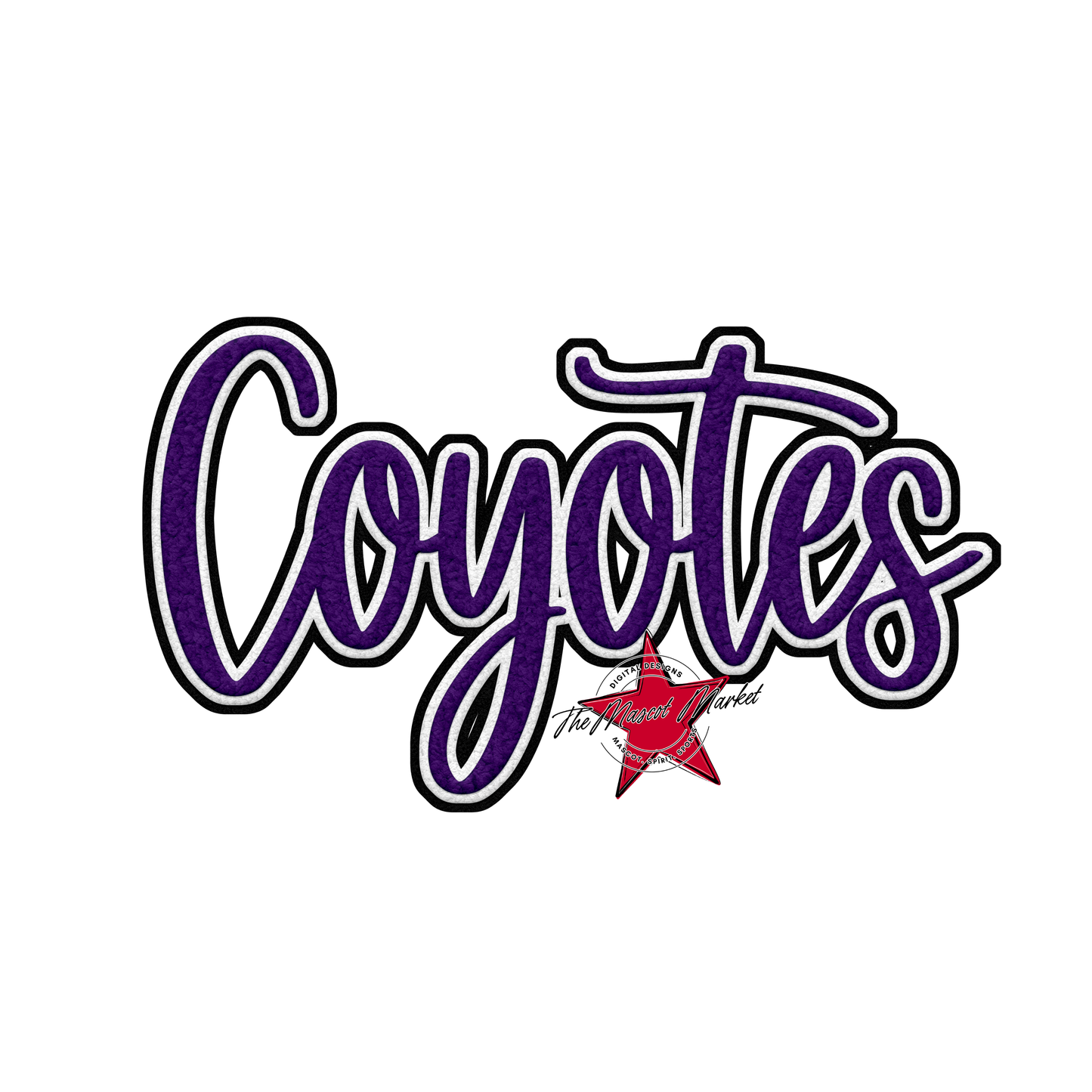 Coyotes Faux Chenille Patch-Purple