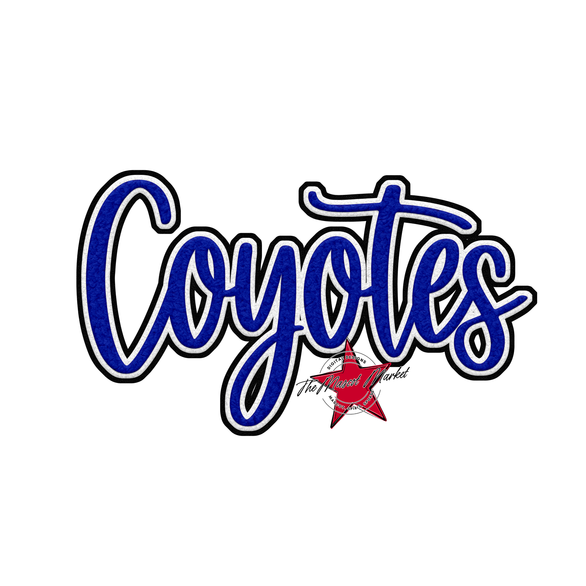 Coyotes Faux Chenille Patch-Royal Blue