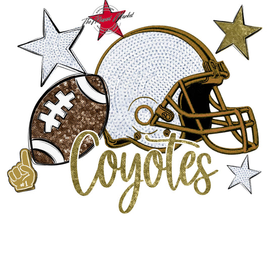 Coyotes Football Embroidered Sequins Design-Gold