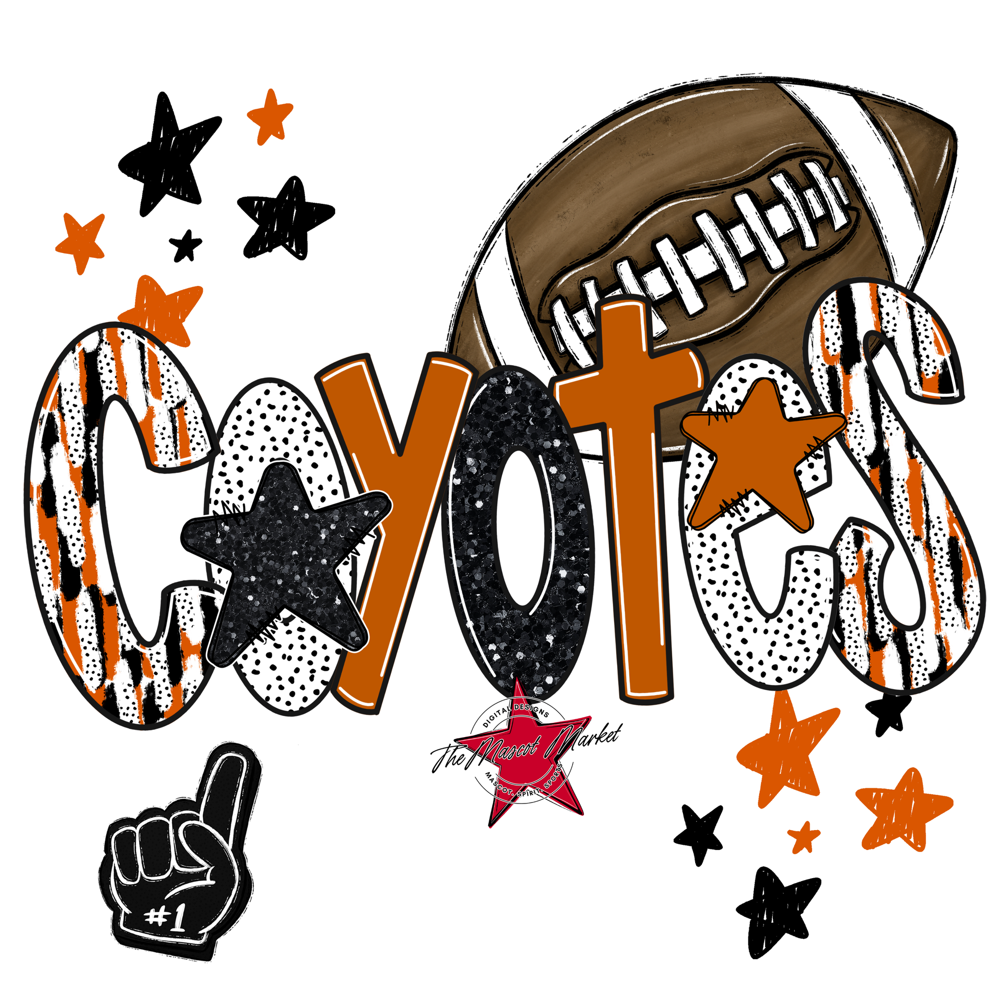 Coyotes Football Scrape-Burnt Orange