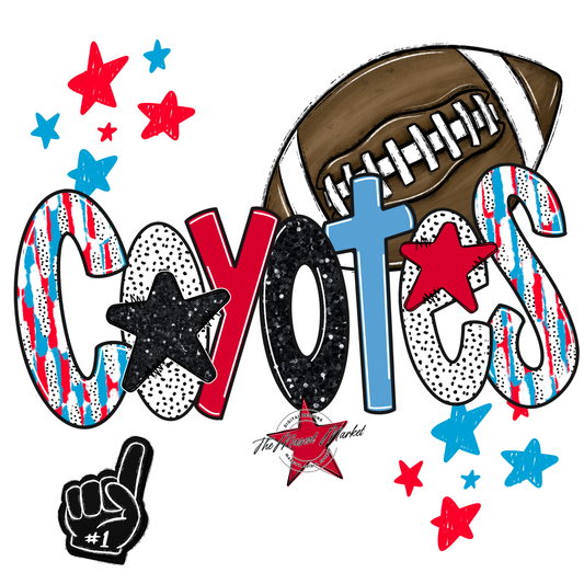 Coyotes Football Scrape-Carolina Blue-Red