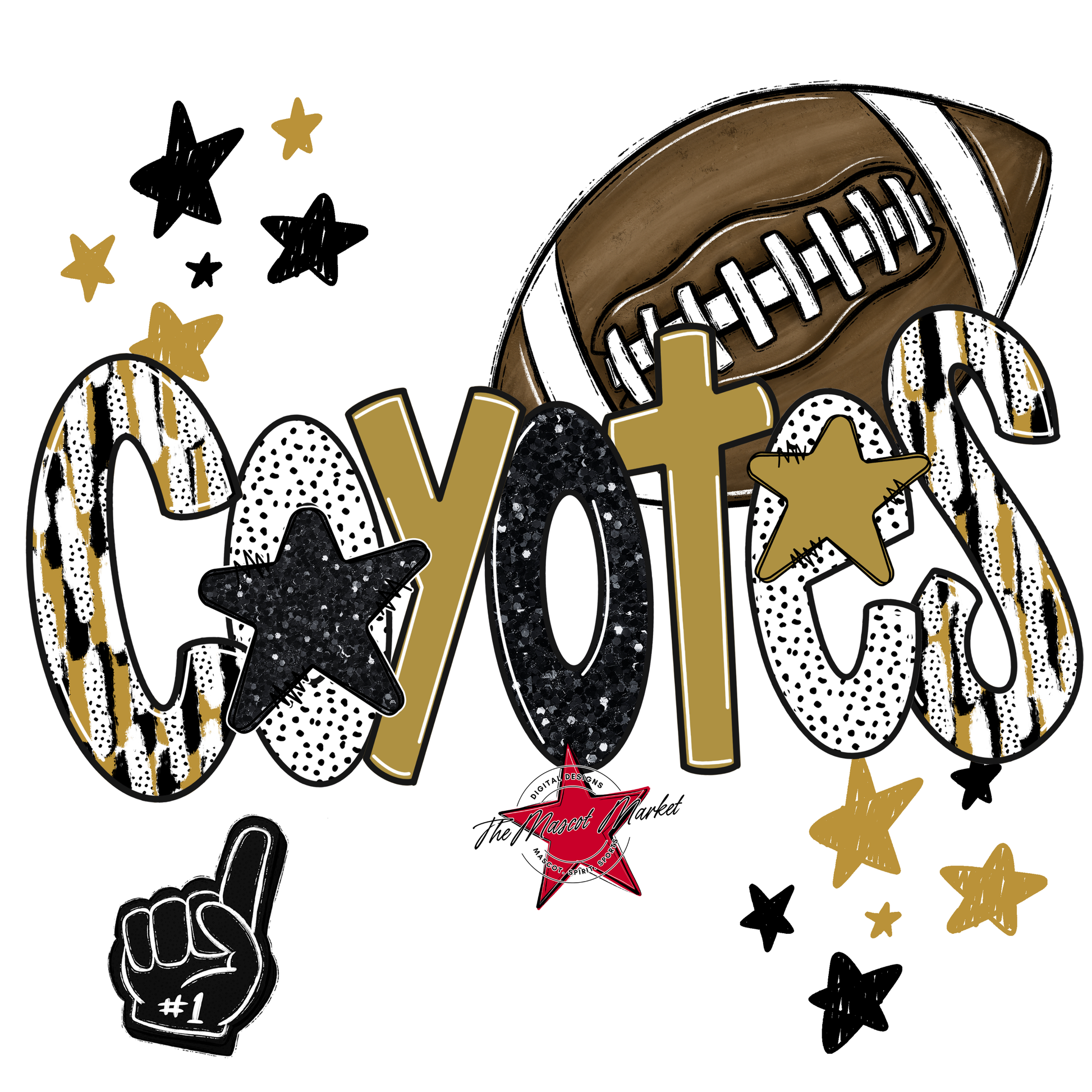 Coyotes Football Scrape-Gold