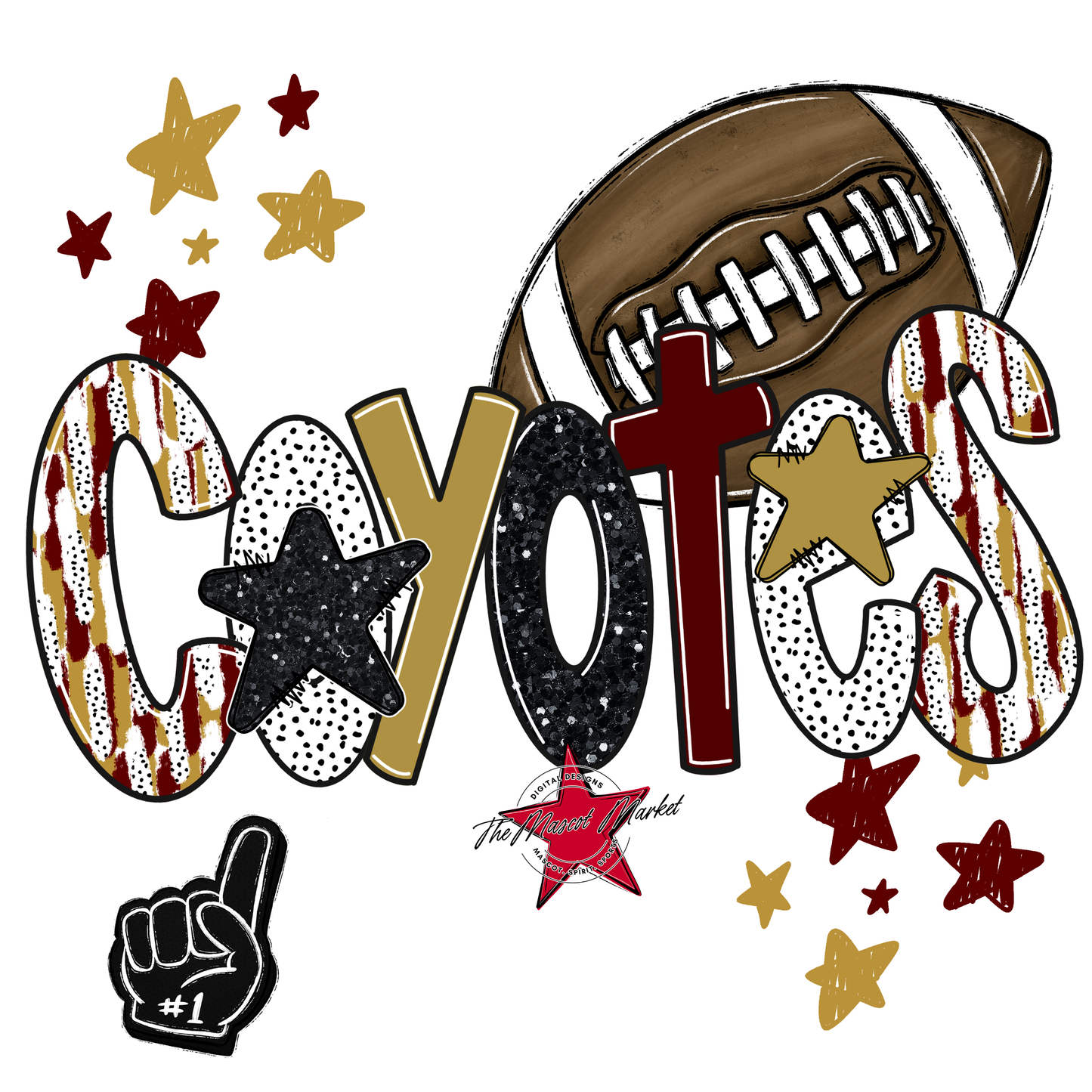 Coyotes Football Scrape-Maroon-Gold