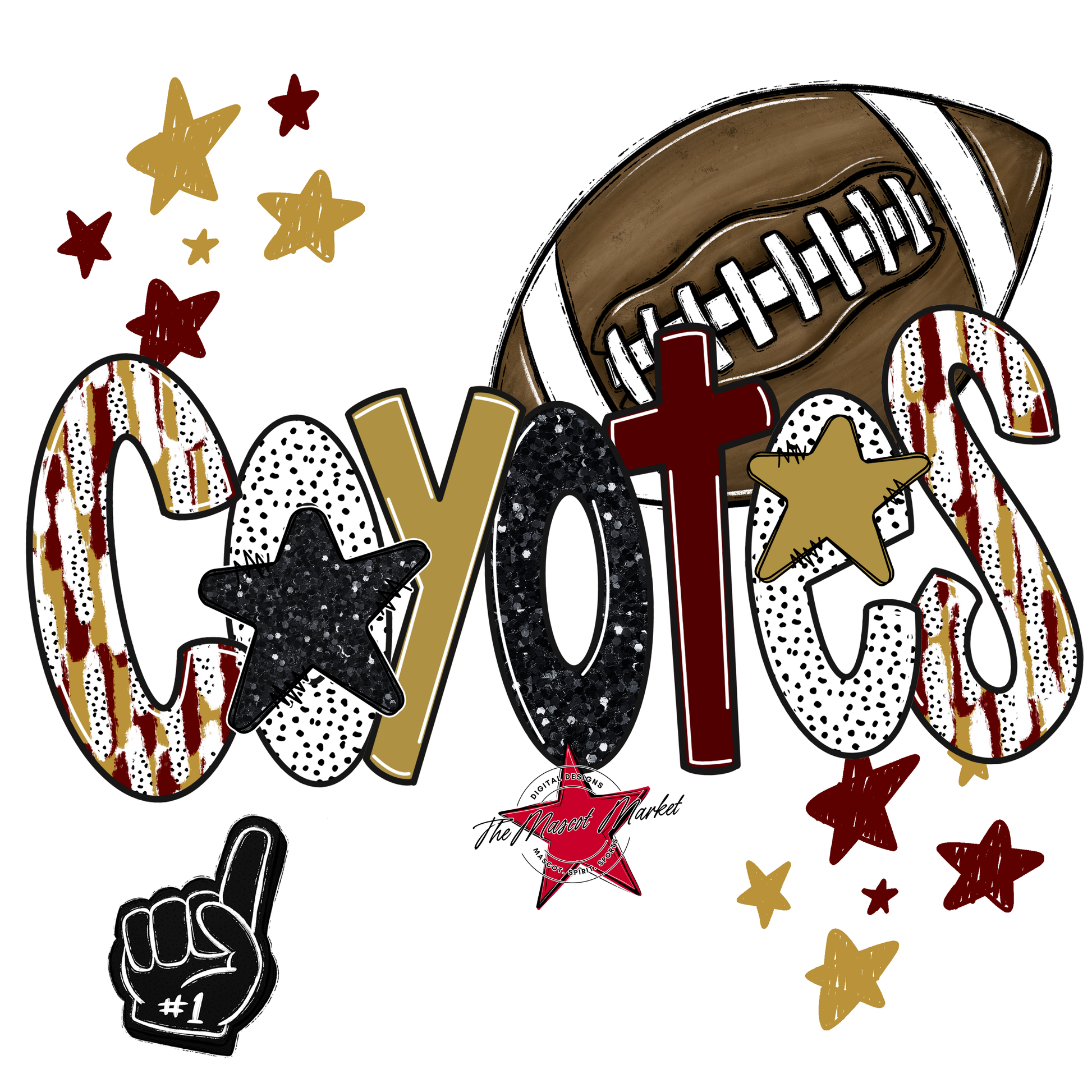 Coyotes Football Scrape-Maroon-Gold