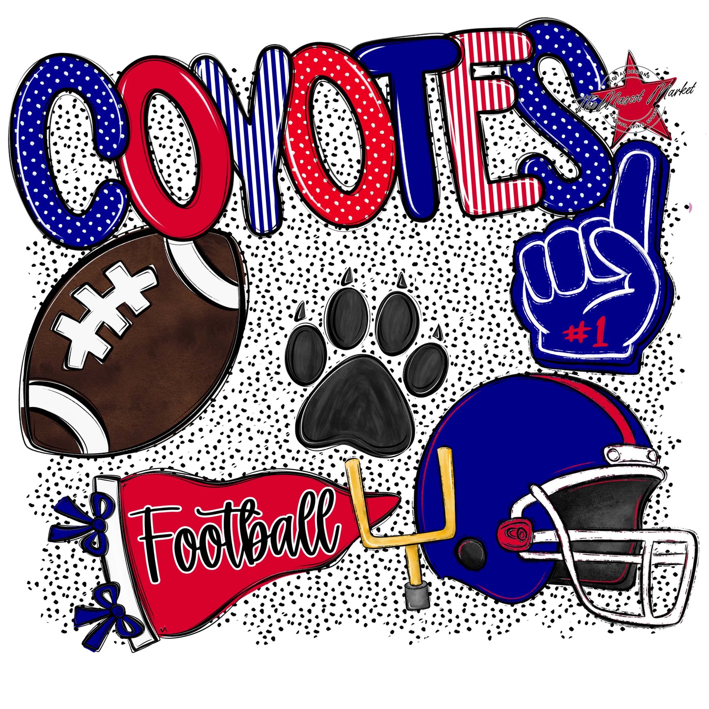 Coyotes Football Spirit-Blue & Red