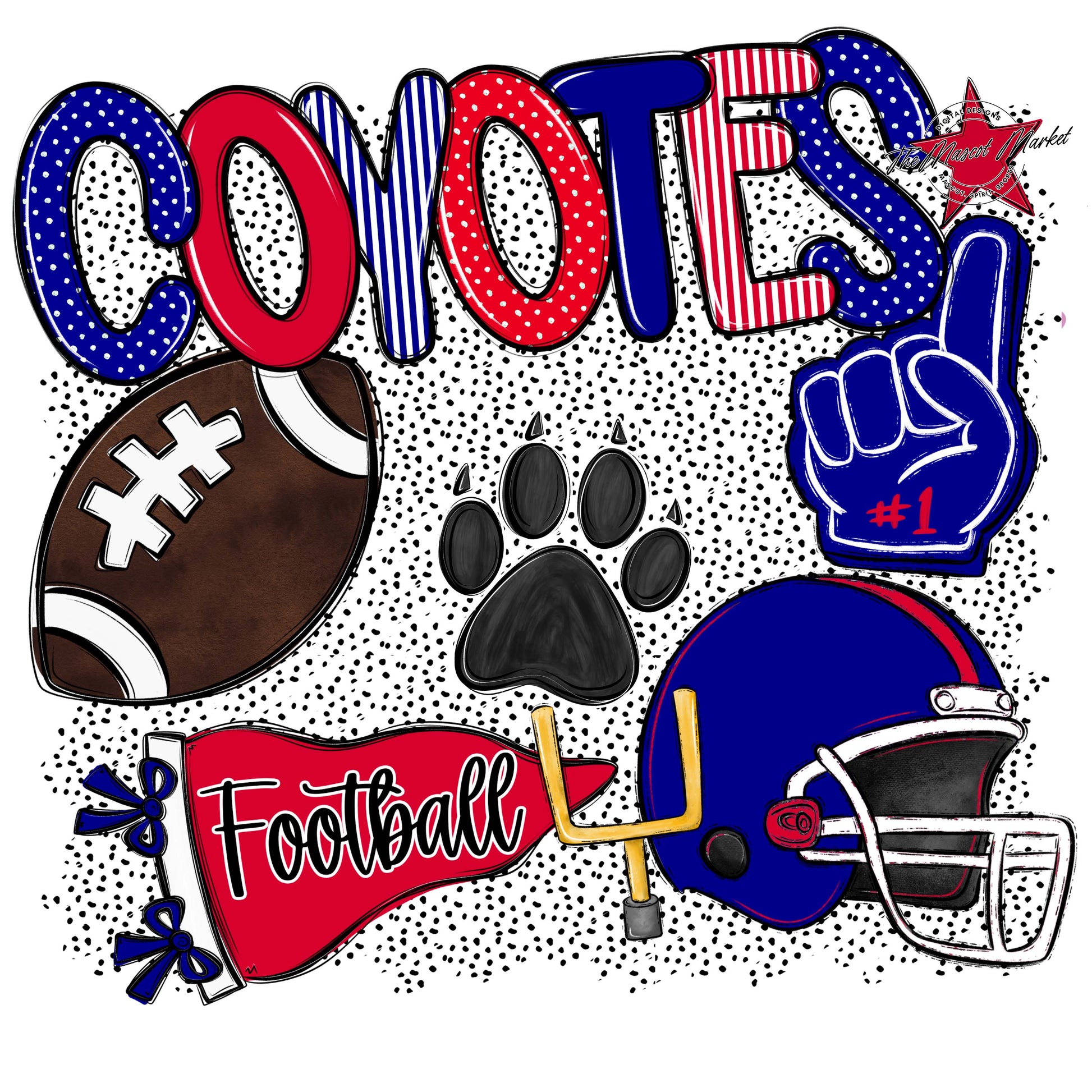 Coyotes Football Spirit-Blue & Red
