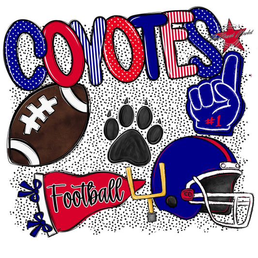 Coyotes Football Spirit-Blue & Red