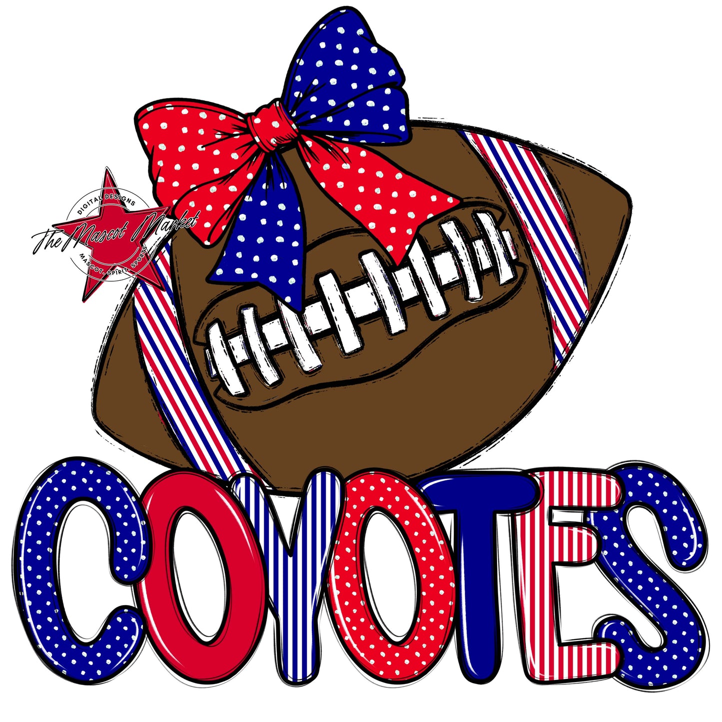 Coyotes Football Spirit Design-Blue & Red