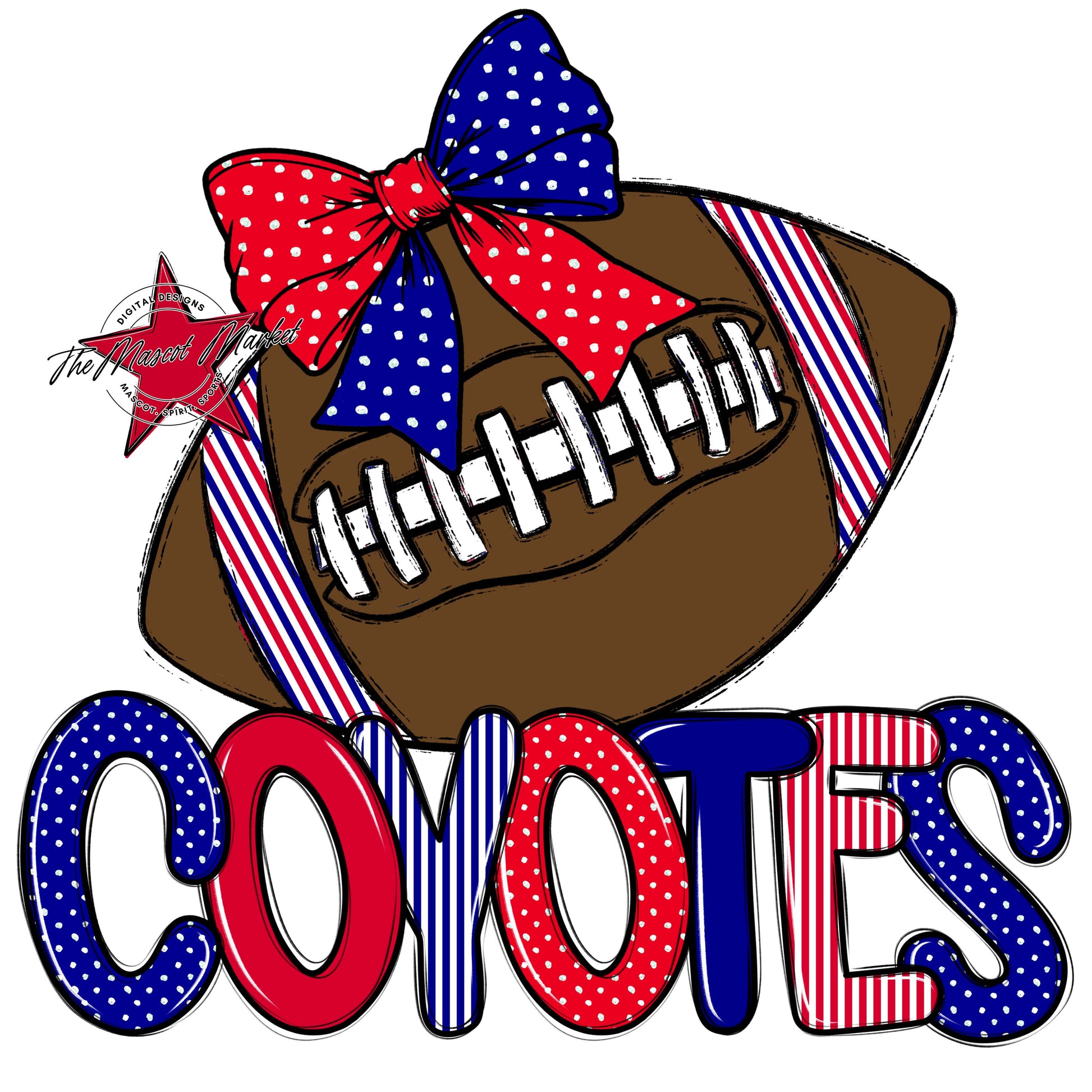 Coyotes Football Spirit Design-Blue & Red
