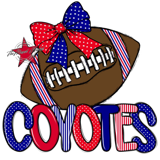 Coyotes Football Spirit Design-Blue & Red