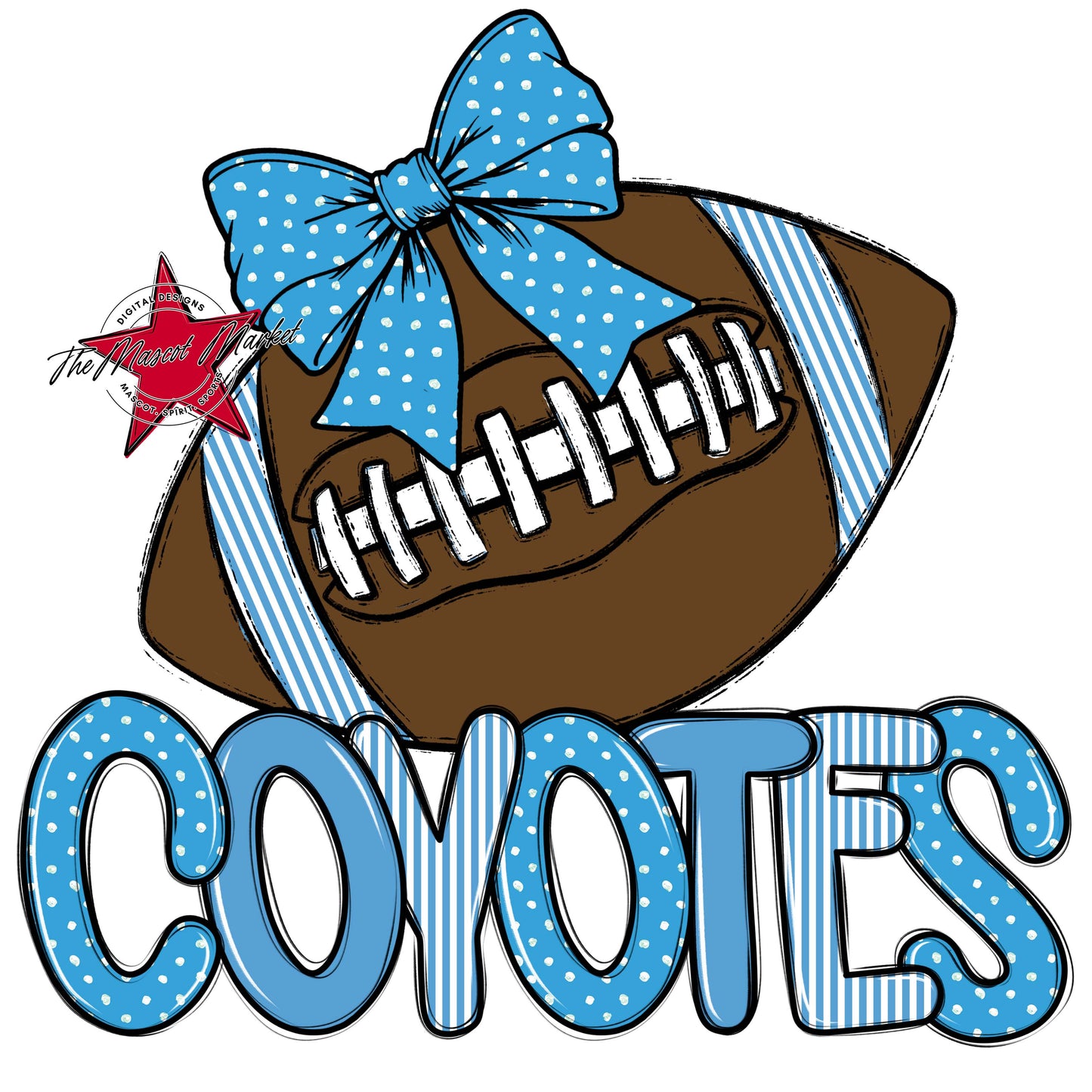Coyotes Football Spirit Design-Carolina Blue