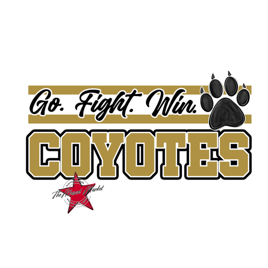 Coyotes Go Fight Win Mascot Lines-Gold