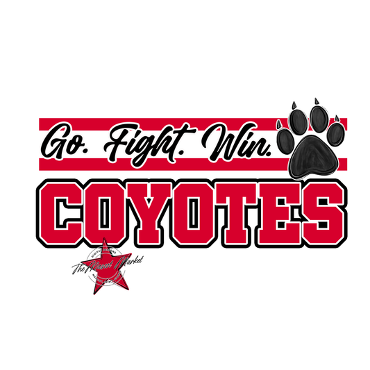 Coyotes Go Fight Win Mascot Lines-Red
