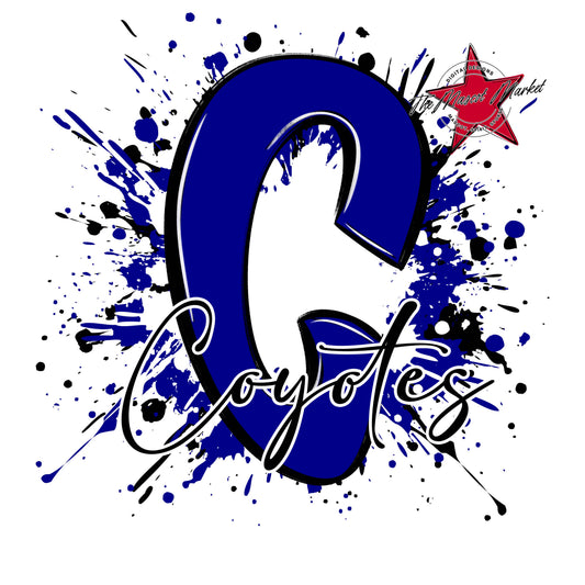 Coyotes Mascot Splatter-Blue