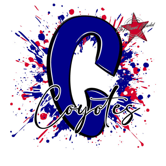 Coyotes Mascot Splatter-Blue & Red