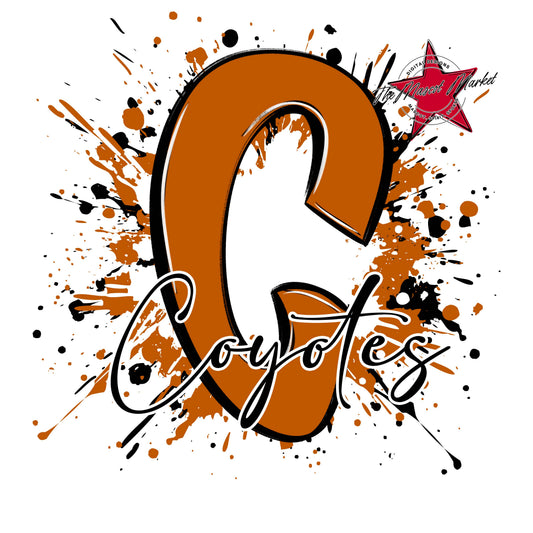 Coyotes Mascot Splatter-Burnt Orange