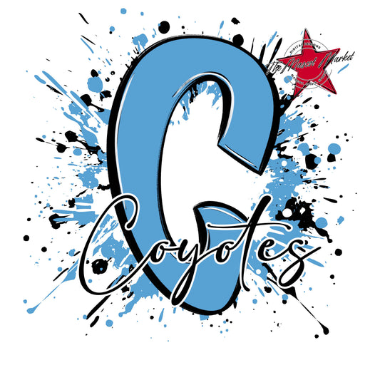 Coyotes Mascot Splatter-Carolina Blue