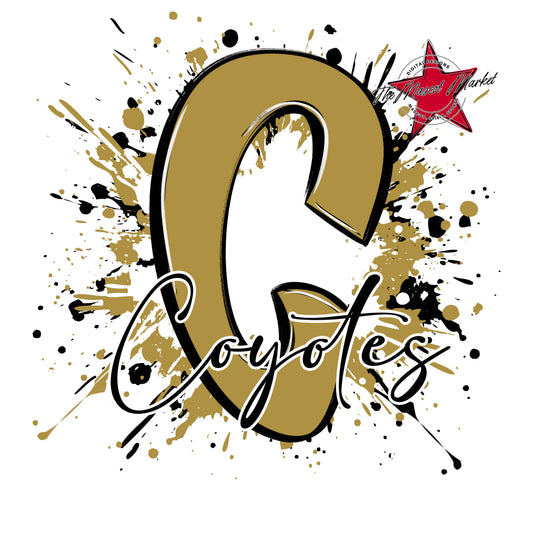 Coyotes Mascot Splatter-Gold