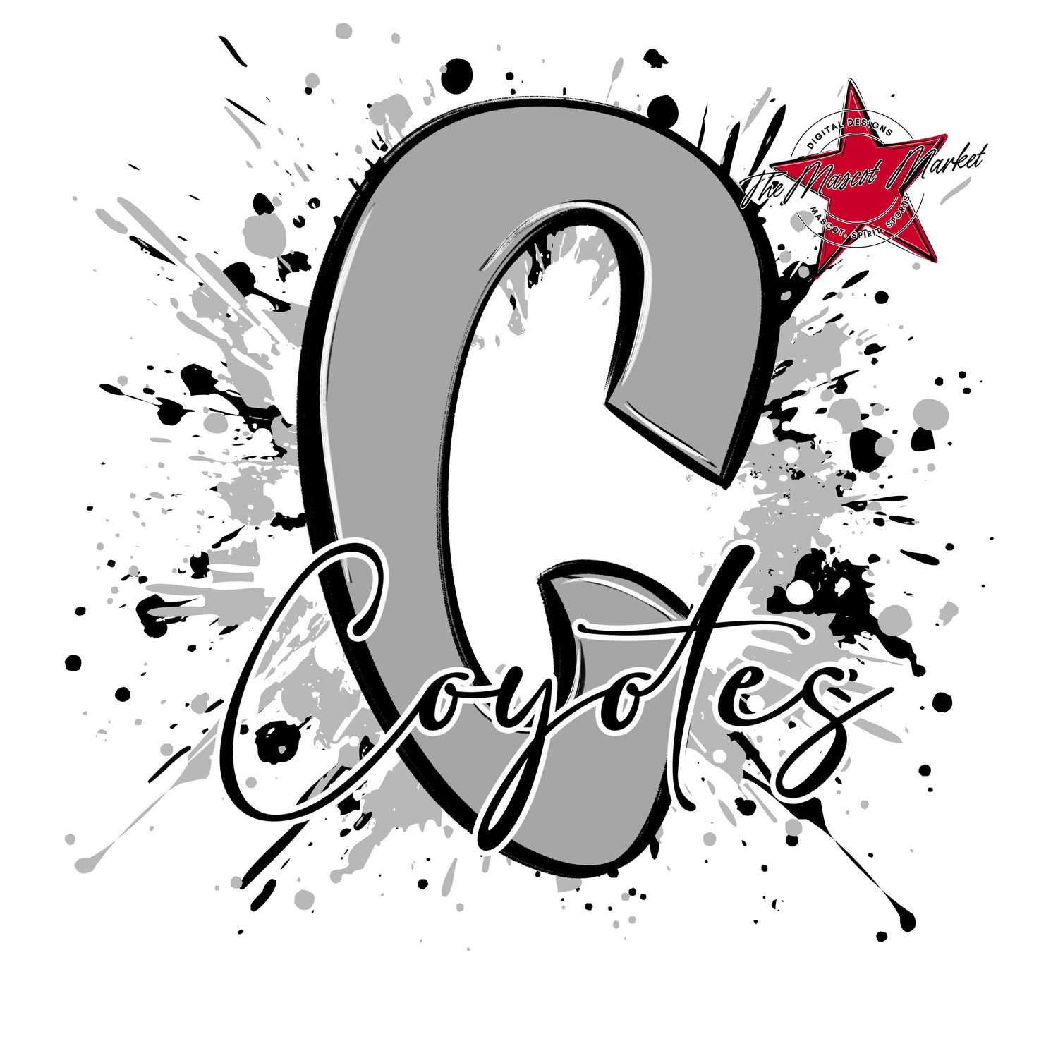 Coyotes Mascot Splatter-Grey