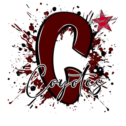 Coyotes Mascot Splatter-Maroon