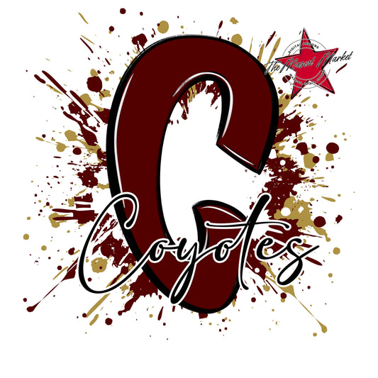 Coyotes Mascot Splatter-Maroon & Gold