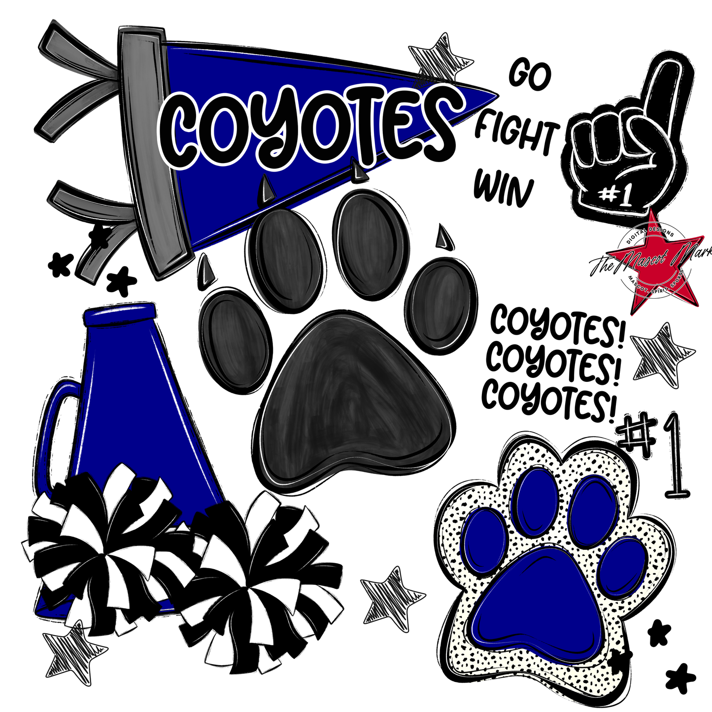Coyotes Checkers Spirit Design-Blue