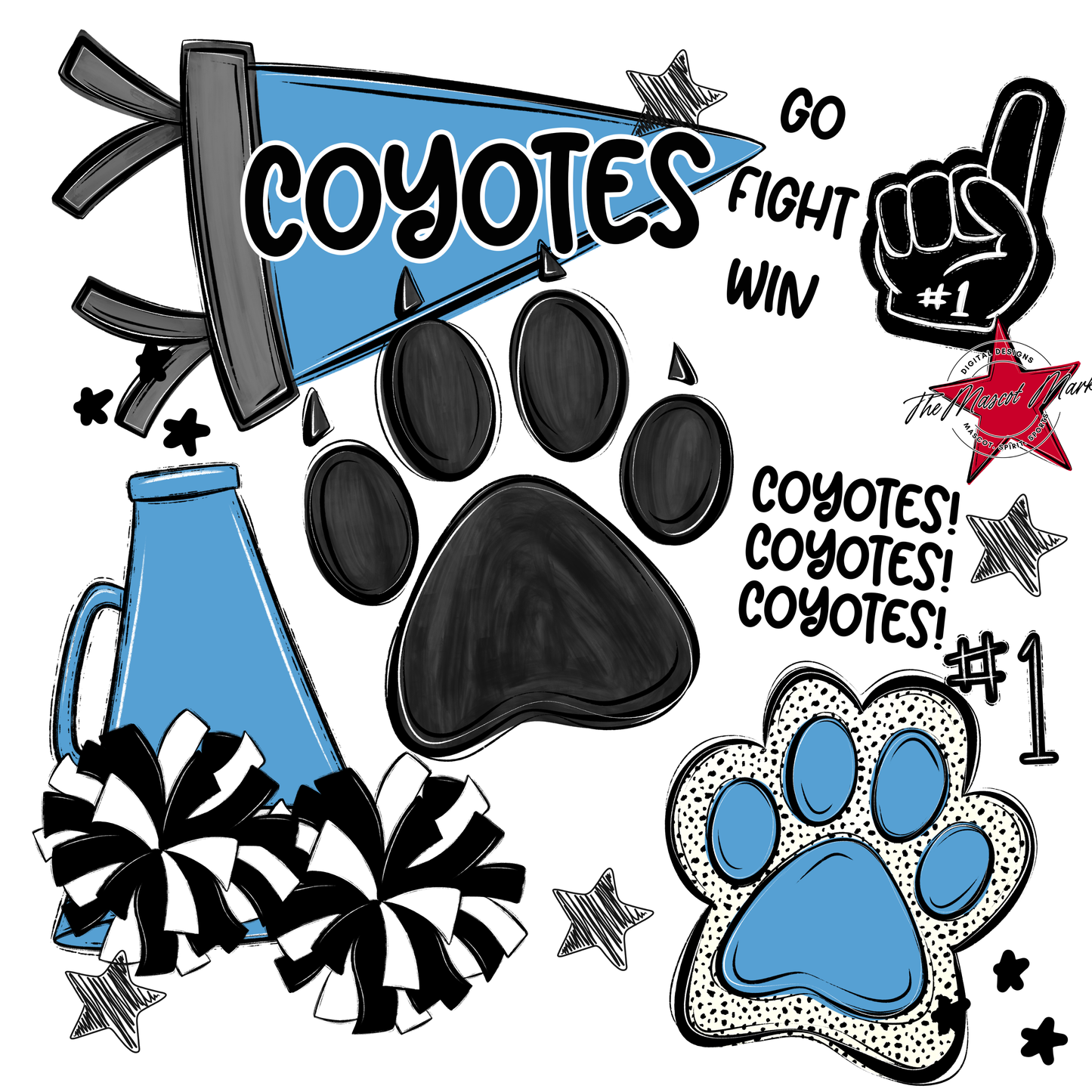 Coyotes Spirit Design-Carolina Blue