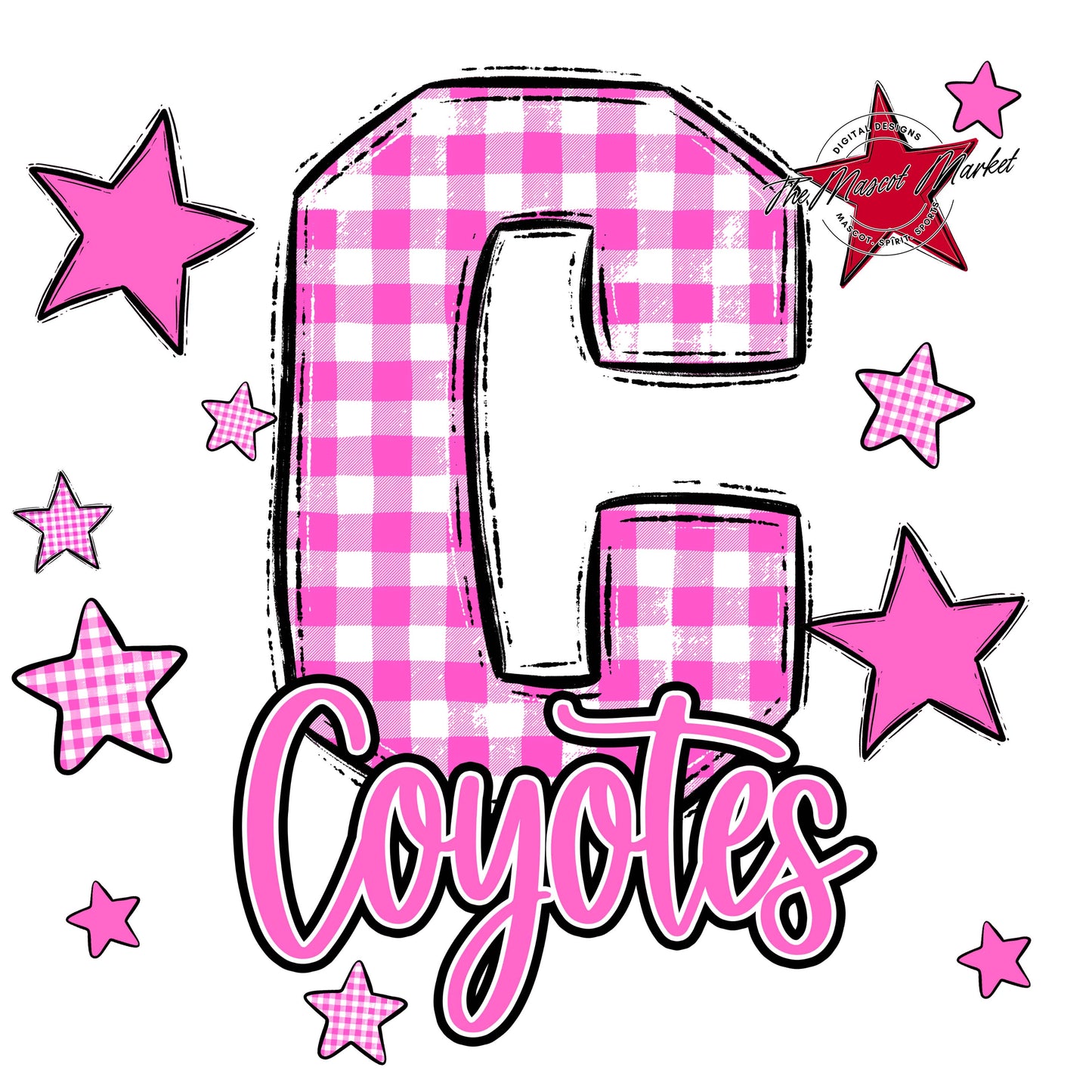 Coyotes Plaid Star Design-Baby Pink