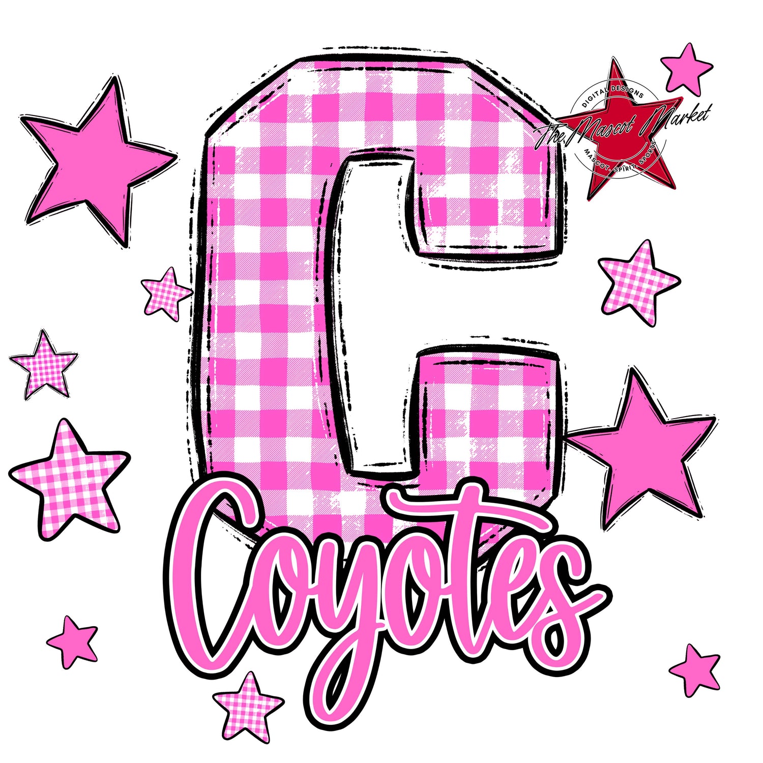Coyotes Plaid Star Design-Baby Pink