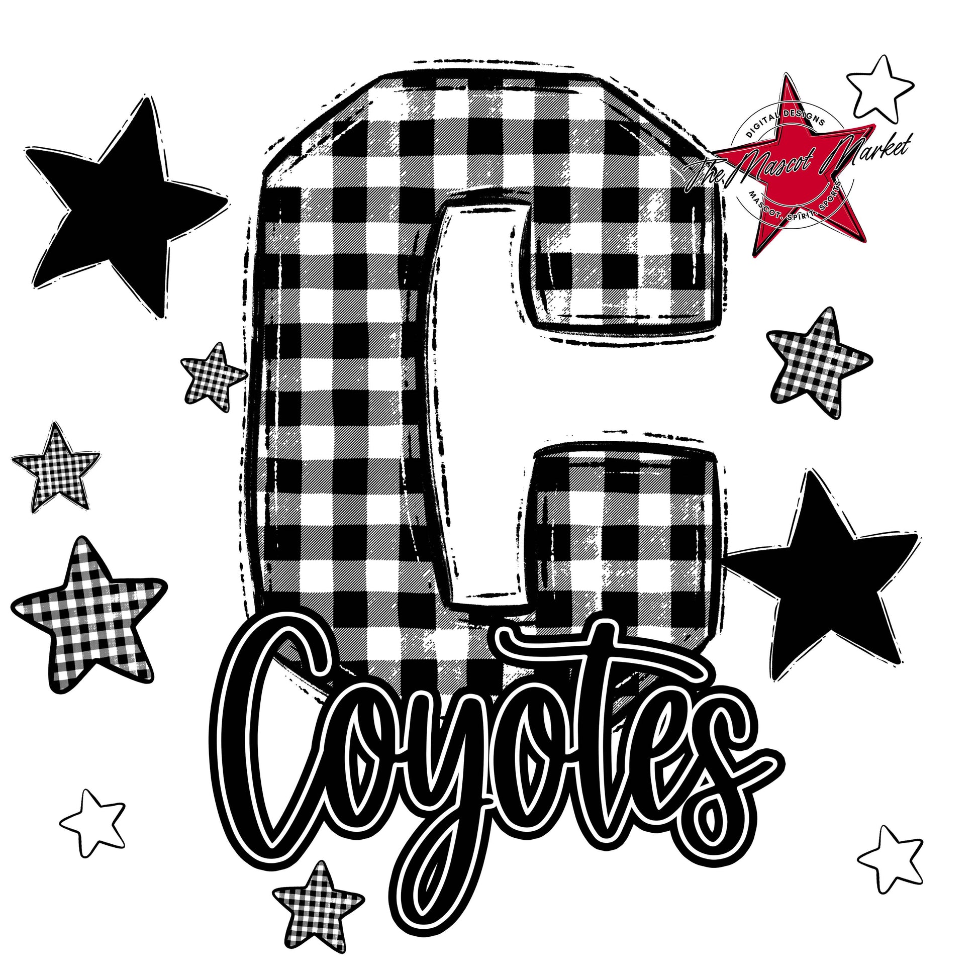 Coyotes Plaid Star Design-Black