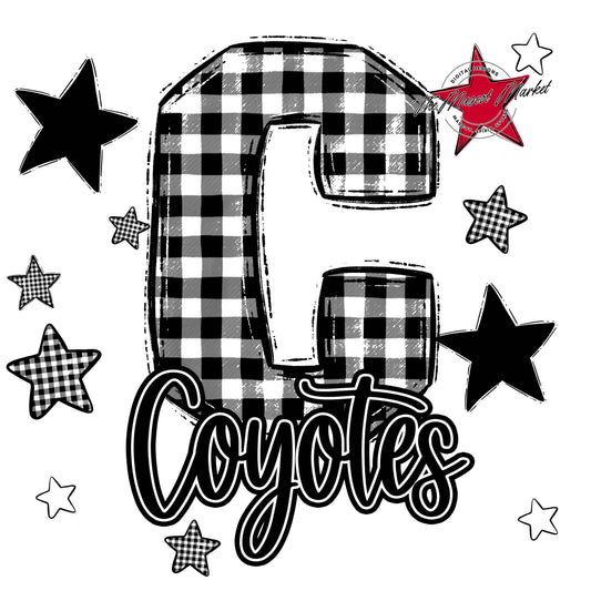 Coyotes Plaid Star Design-Black