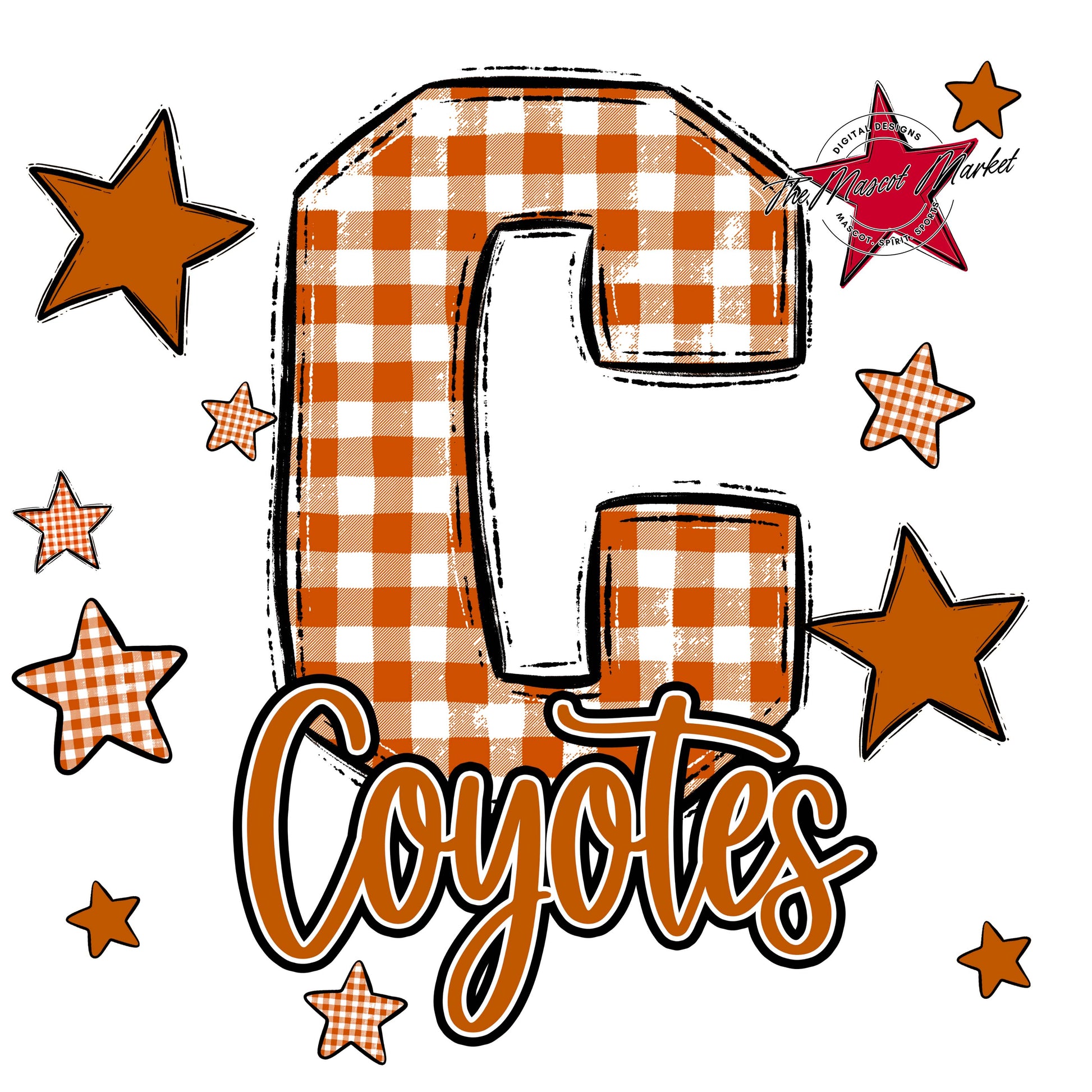 Coyotes Plaid Star Design-Burnt Orange