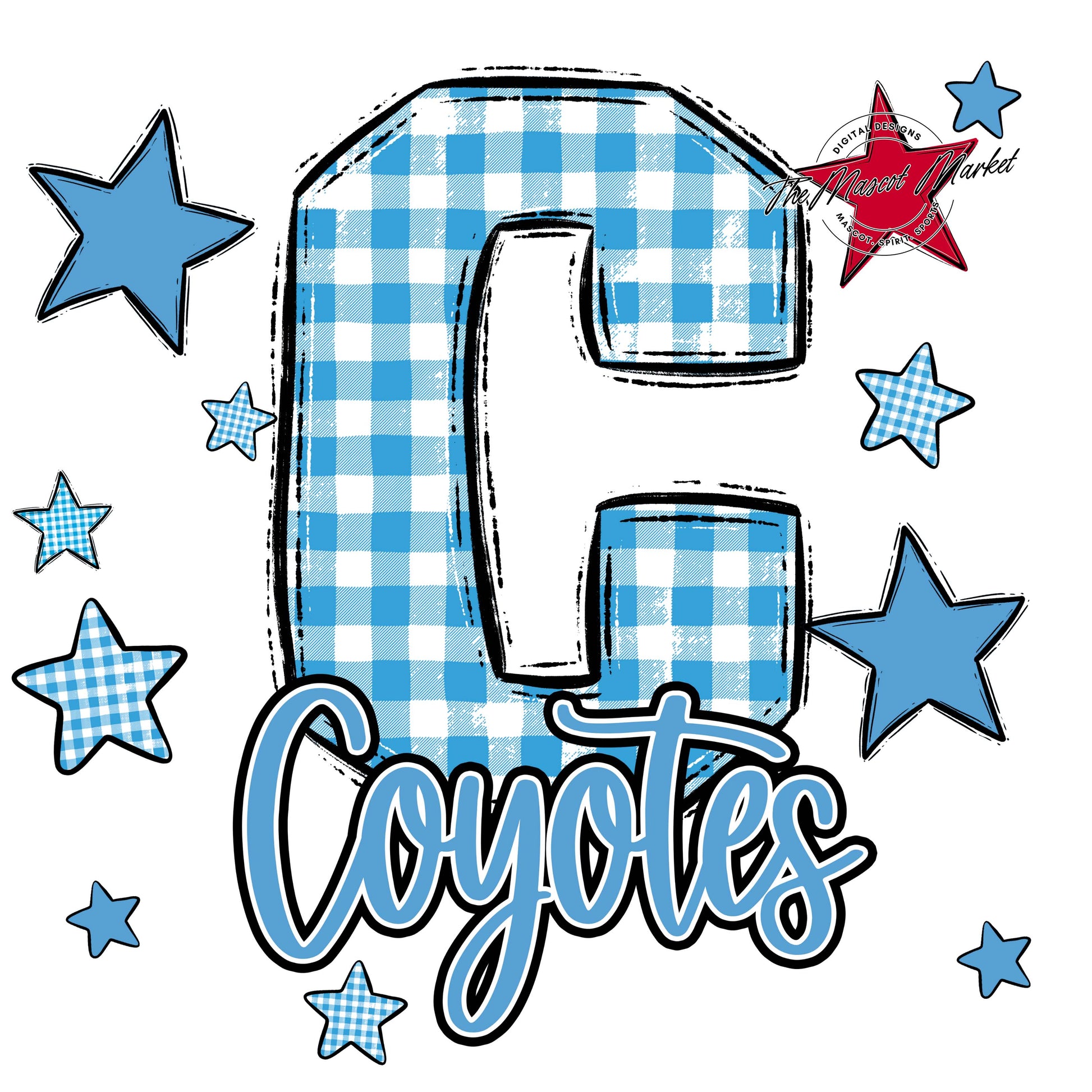Coyotes Plaid Star Design-Carolina Blue