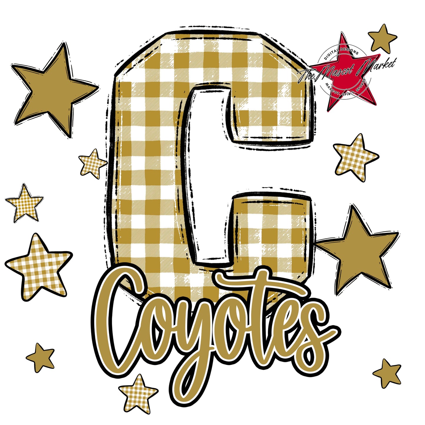 Coyotes Plaid Star Design-Gold