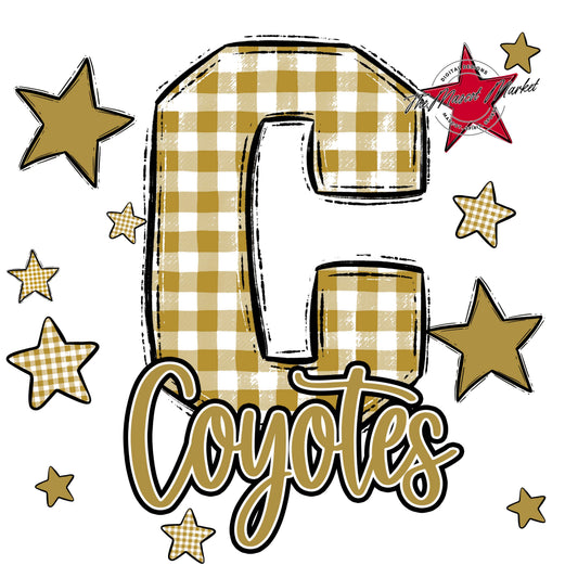 Coyotes Plaid Star Design-Gold