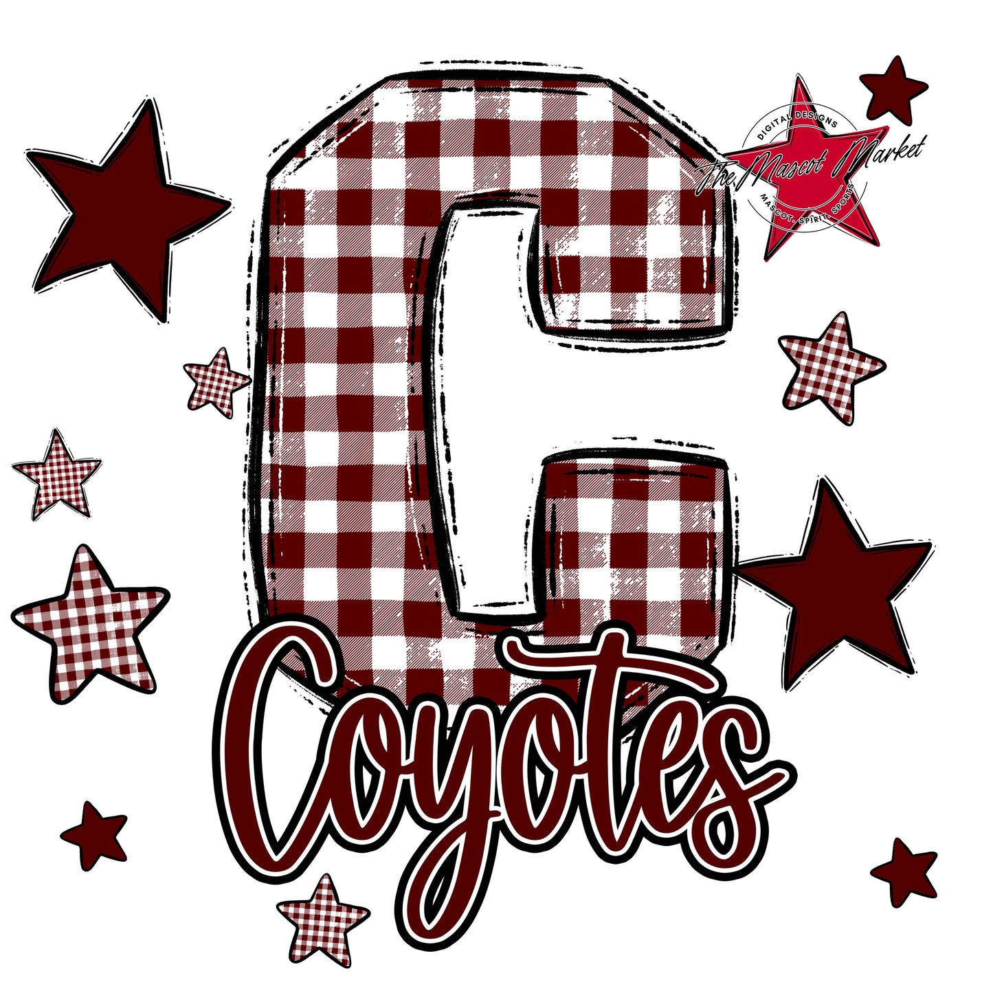 Coyotes Plaid Star Design-Maroon