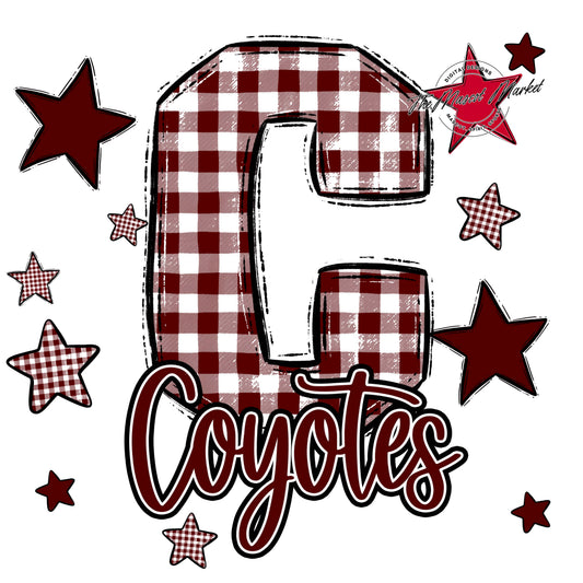 Coyotes Plaid Star Design-Maroon