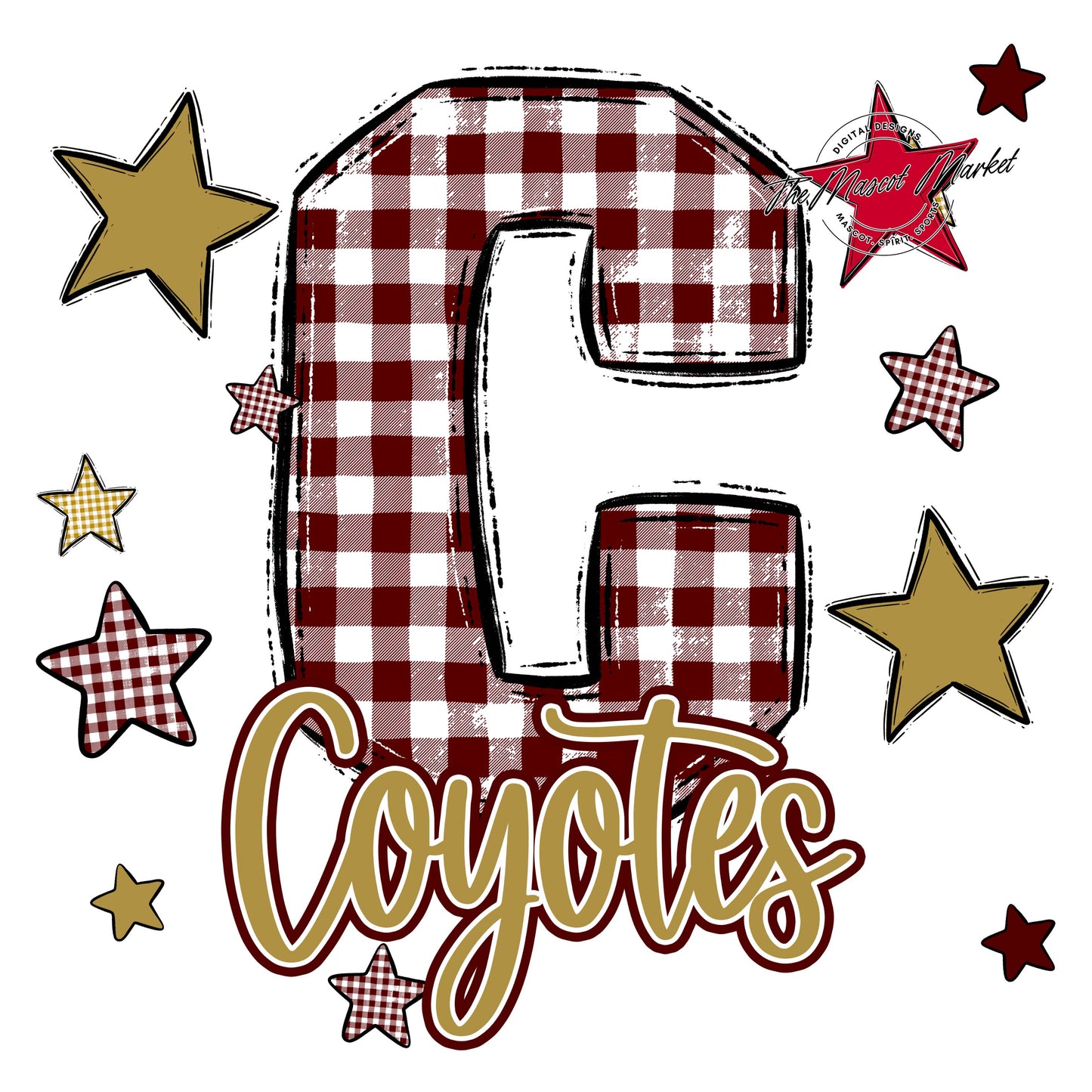 Coyotes Plaid Star Design-Maroon & Gold
