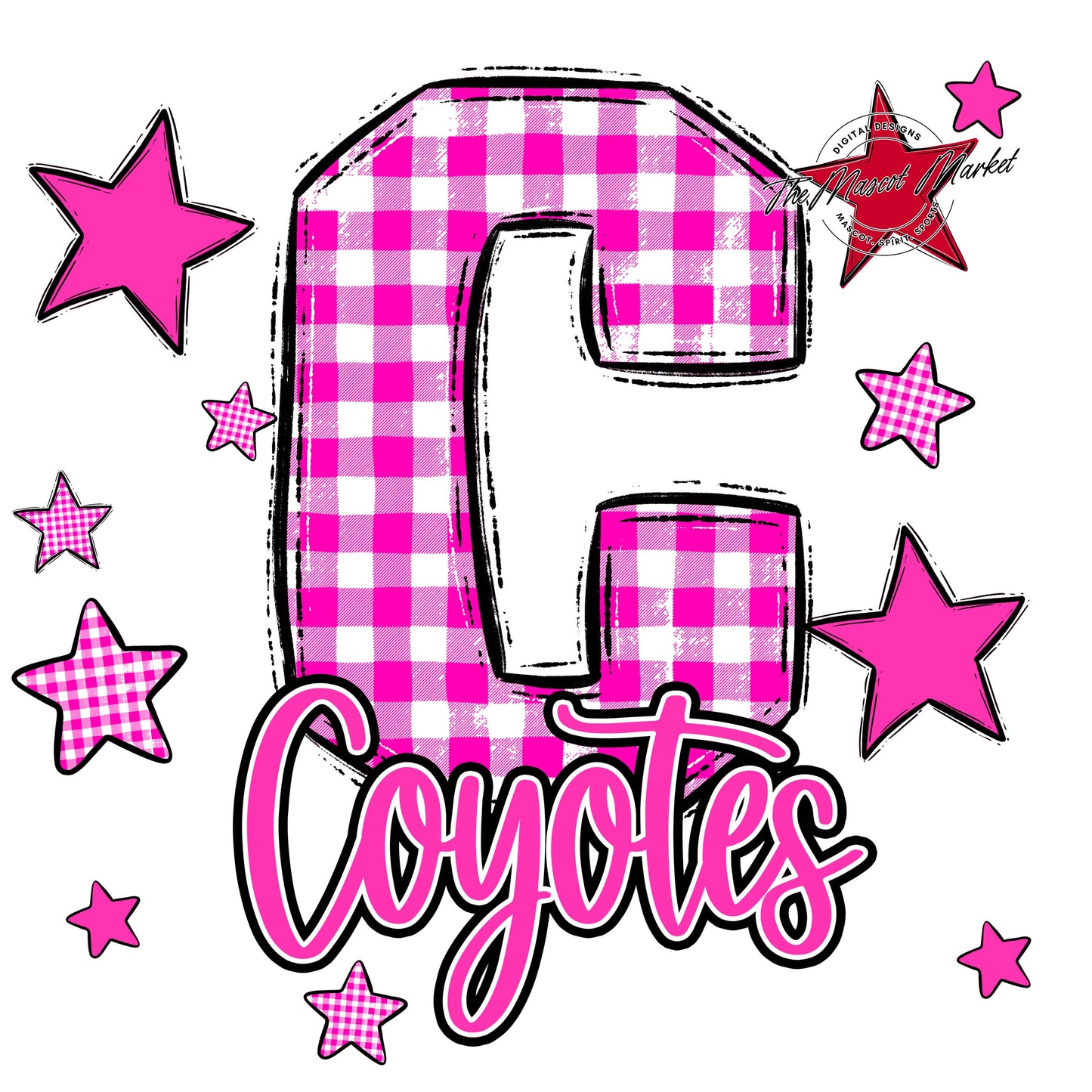 Coyotes Plaid Star Design-Pink
