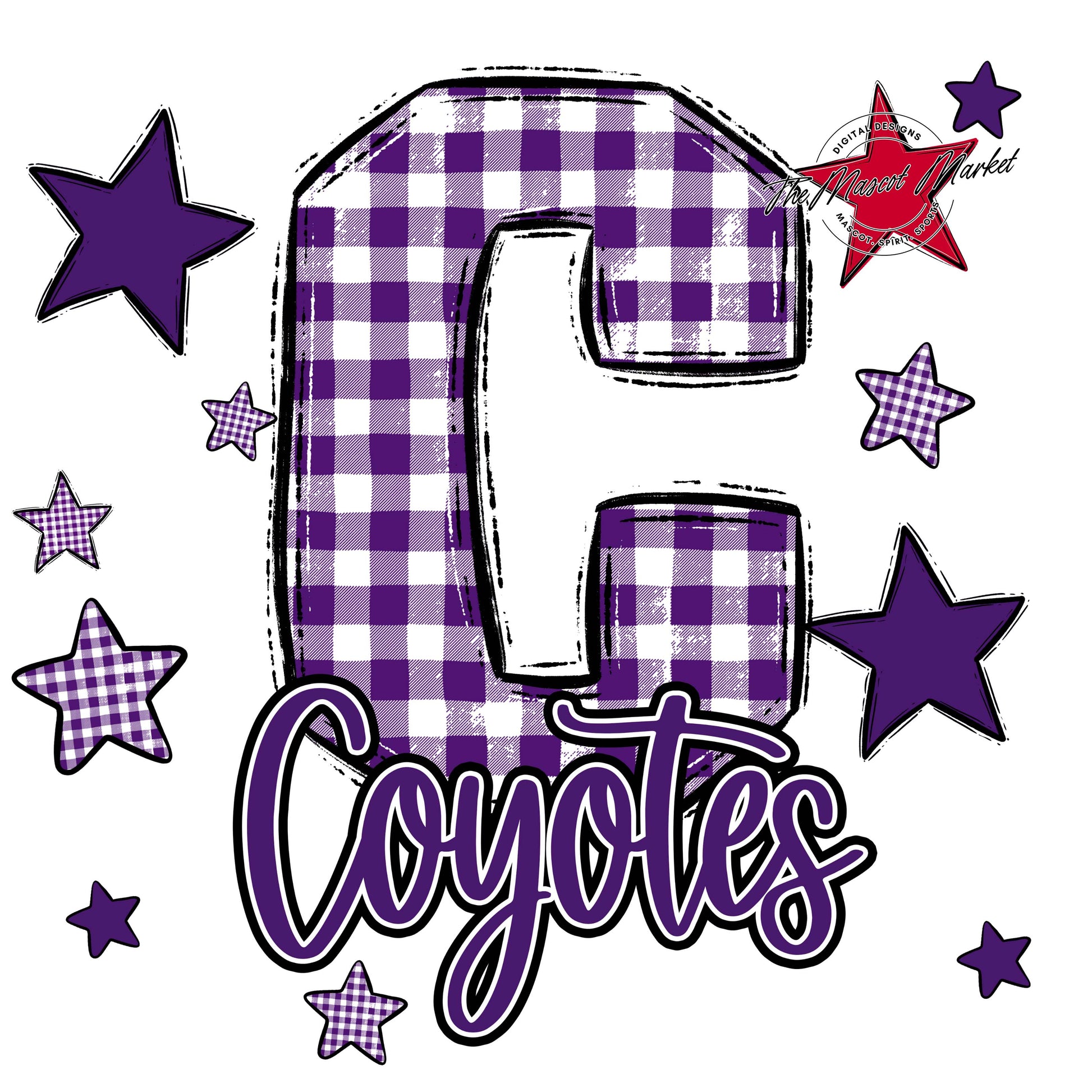 Coyotes Plaid Star Design-Purple