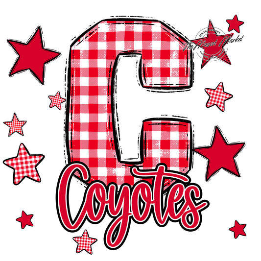 Coyotes Plaid Star Design-Red