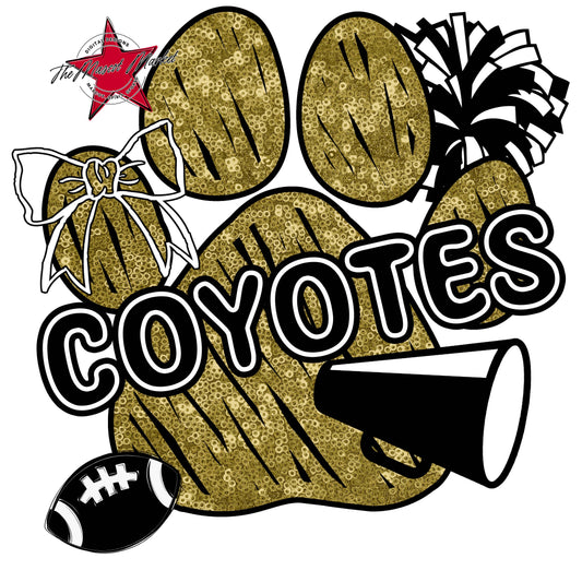 Coyotes Sequins Paw Print Design-Gold