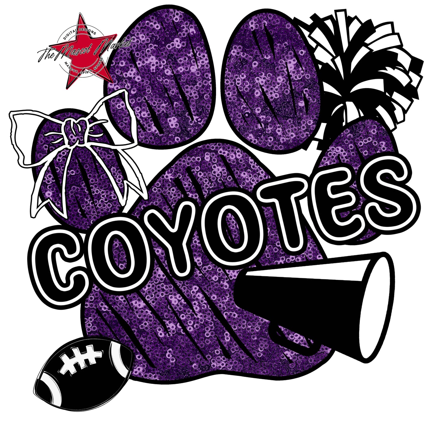 Coyotes Sequins Paw Print Design-Purple