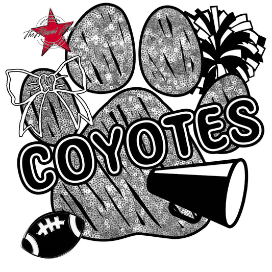 Coyotes Sequins Paw Print Design-Silver